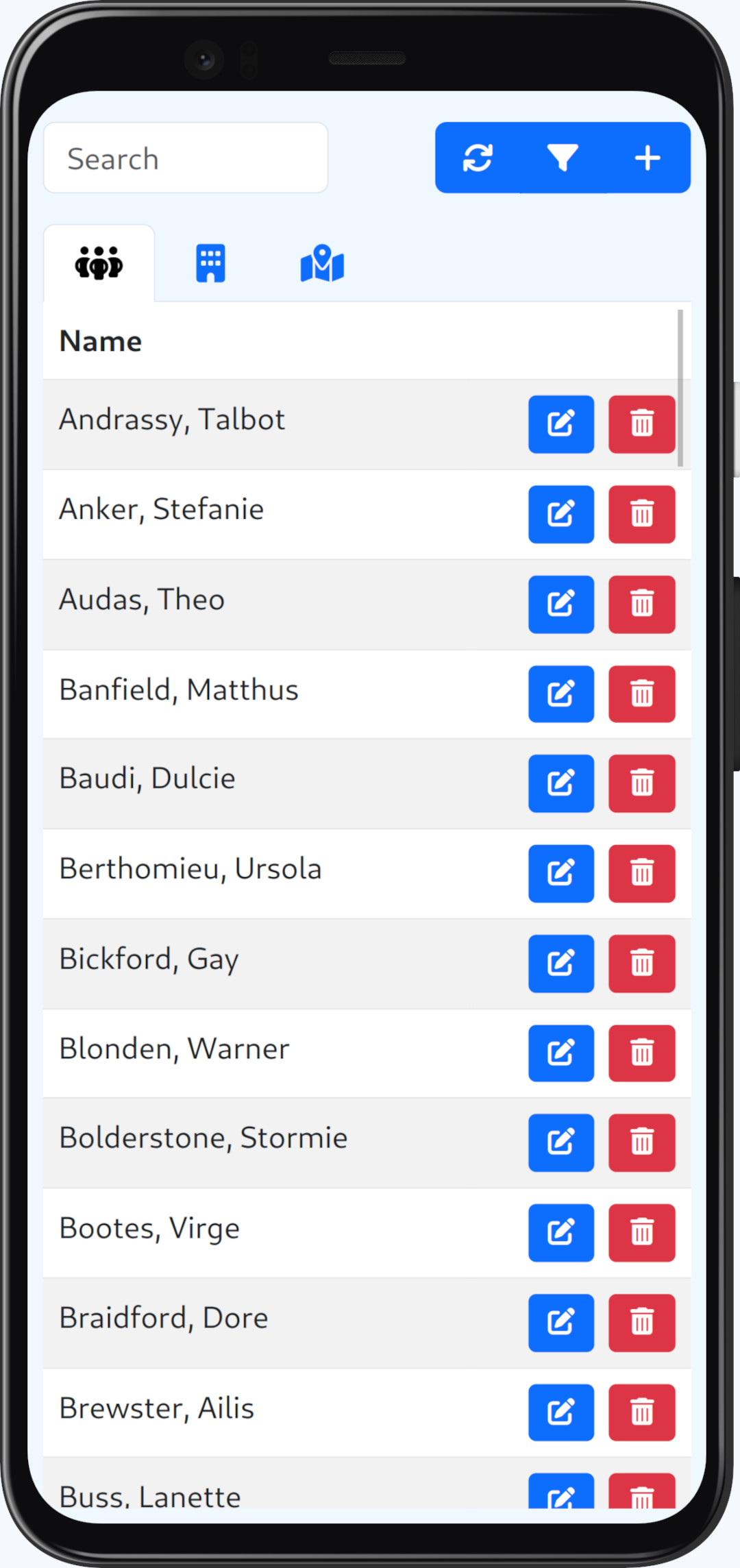 company directory project mobile view